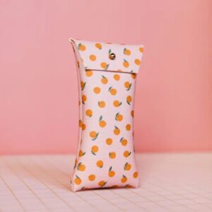 Handgemaakt brillenhoes roze sinaasappels brillenkoke