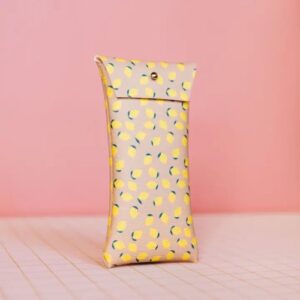 Handgemaakt brillenhoes nude citroenen brillenkoker