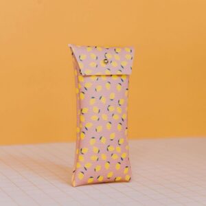 Handgemaakt brillenhoes roze citroenen brillenkoker